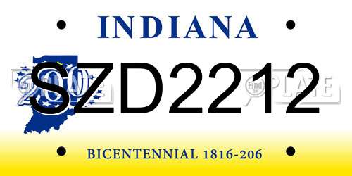 SZD2212 Indiana License Plate