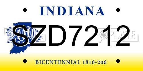SZD7212 Indiana License Plate