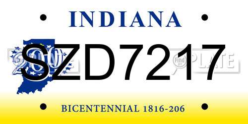 SZD7217 Indiana License Plate