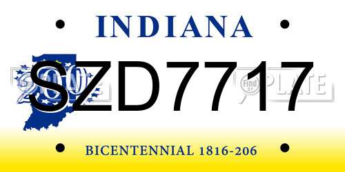 SZD7717 Indiana License Plate