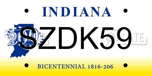 SZDK59 Indiana License Plate