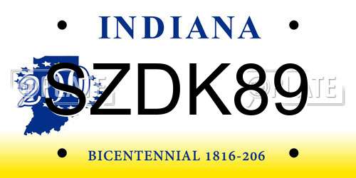 SZDK89 Indiana License Plate