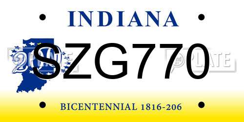 SZG770 Indiana License Plate