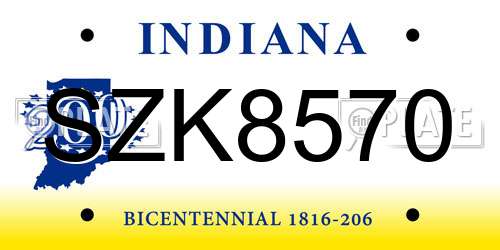 SZK8570 Indiana License Plate