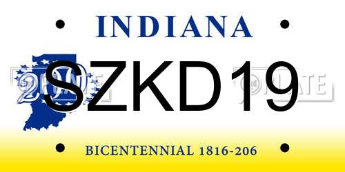 SZKD19 Indiana License Plate