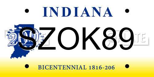 SZOK89 Indiana License Plate