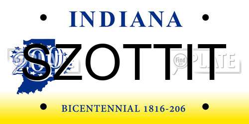 SZOTTIT Indiana License Plate