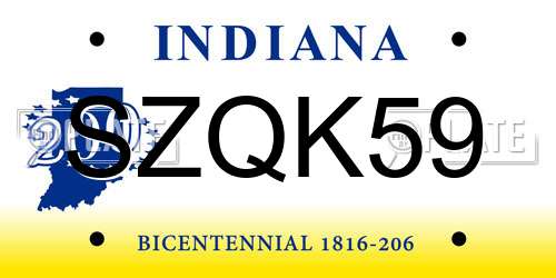 SZQK59 Indiana License Plate