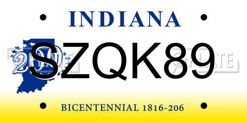 SZQK89 Indiana License Plate