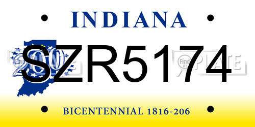 SZR5174 Indiana License Plate