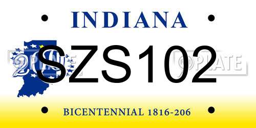 SZS102 Indiana License Plate