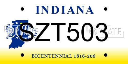 SZT503 Indiana License Plate