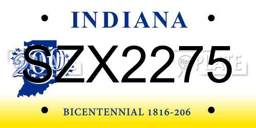SZX2275 Indiana License Plate