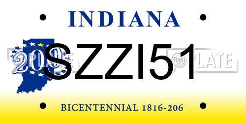 SZZI51 Indiana License Plate