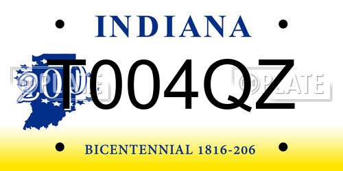 T004QZ Indiana License Plate