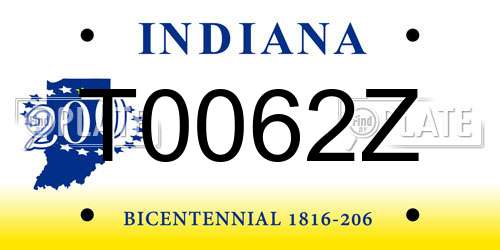 T0062Z Indiana License Plate