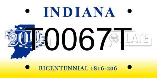 T0067T Indiana License Plate