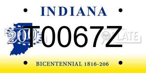 T0067Z Indiana License Plate