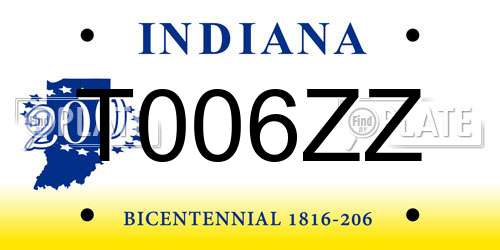 T006ZZ Indiana License Plate