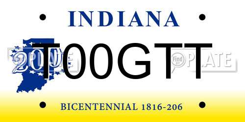 T00GTT Indiana License Plate