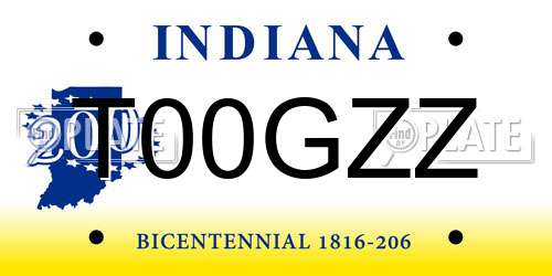 T00GZZ Indiana License Plate