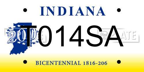 T014SA Indiana License Plate