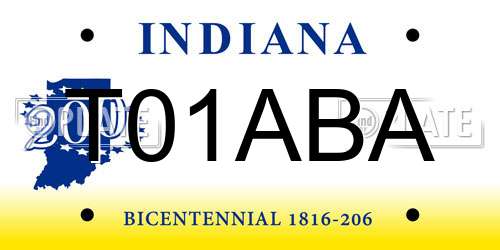 T01ABA Indiana License Plate