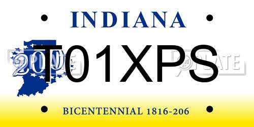 T01XPS Indiana License Plate