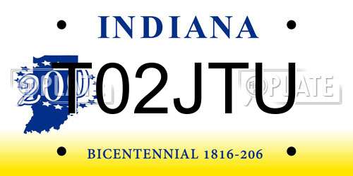 T02JTU Indiana License Plate