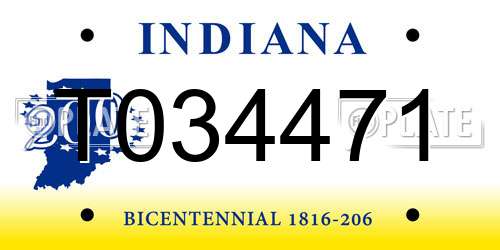 T034471 Indiana License Plate