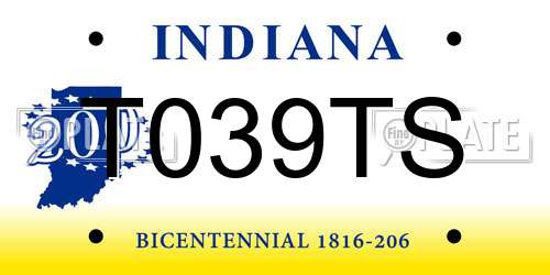 T039TS Indiana License Plate