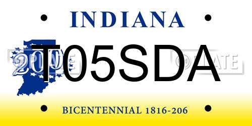 T05SDA Indiana License Plate