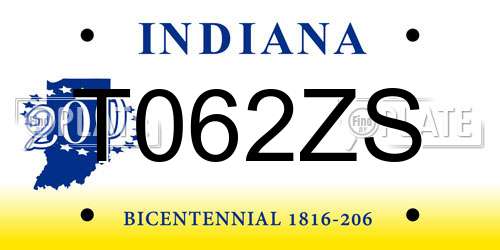 T062ZS Indiana License Plate