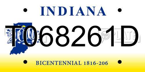 T068261D Indiana License Plate