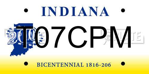 T07CPM Indiana License Plate