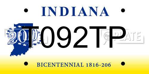 T092TP Indiana License Plate