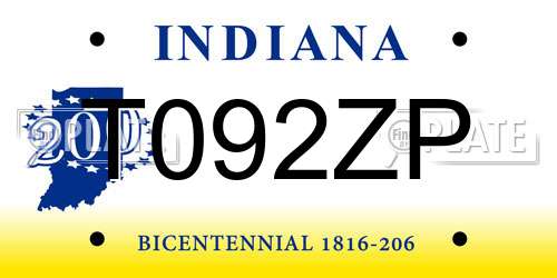 T092ZP Indiana License Plate