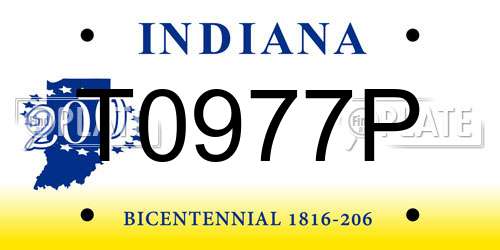 T0977P Indiana License Plate