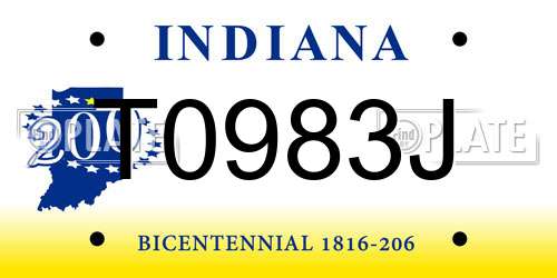 T0983J Indiana License Plate