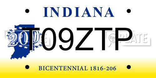 T09ZTP Indiana License Plate