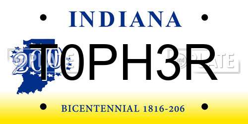 T0PH3R Indiana License Plate