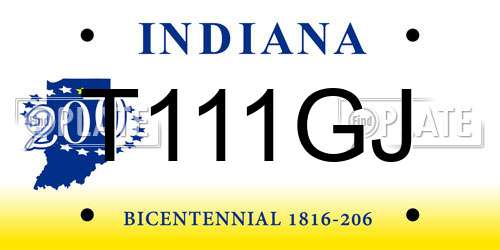 T111GJ Indiana License Plate