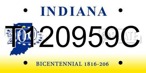 T120959C Indiana License Plate