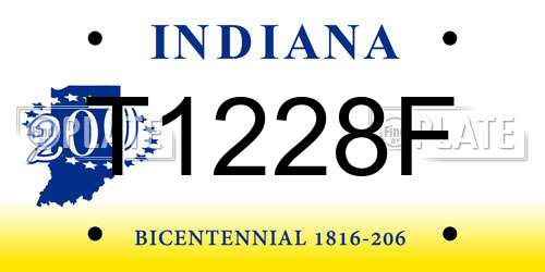 T1228F Indiana License Plate