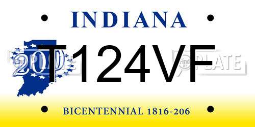 T124VF Indiana License Plate