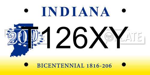 T126XY Indiana License Plate