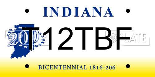 T12TBF Indiana License Plate