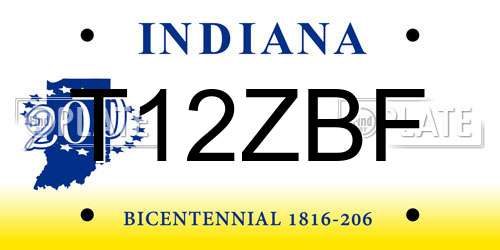 T12ZBF Indiana License Plate