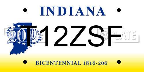 T12ZSF Indiana License Plate