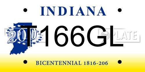 T166GL Indiana License Plate